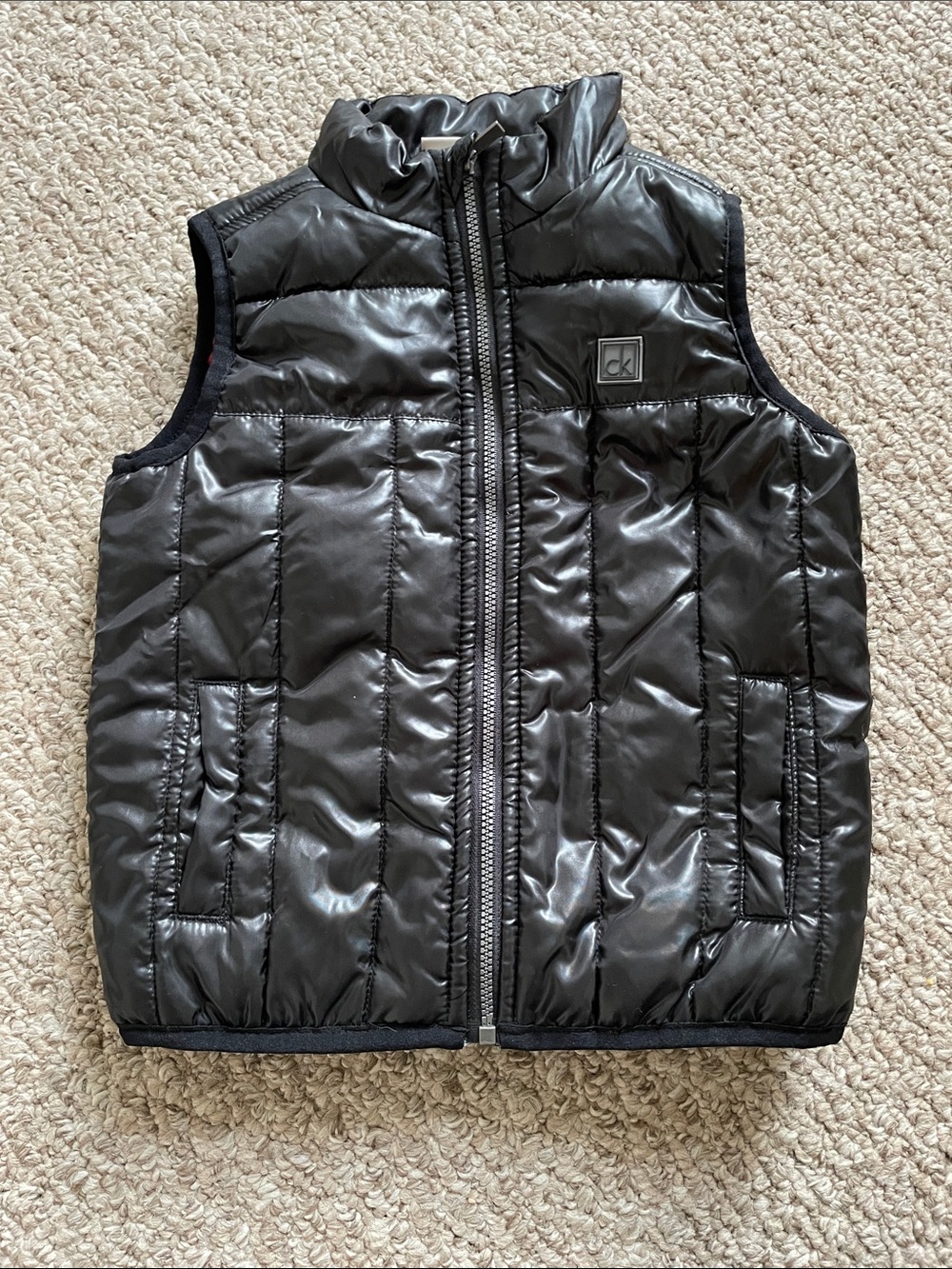 Calvin Klein Boys Black Shiny Quilted Puffer Vest